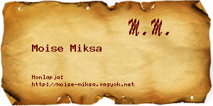 Moise Miksa névjegykártya